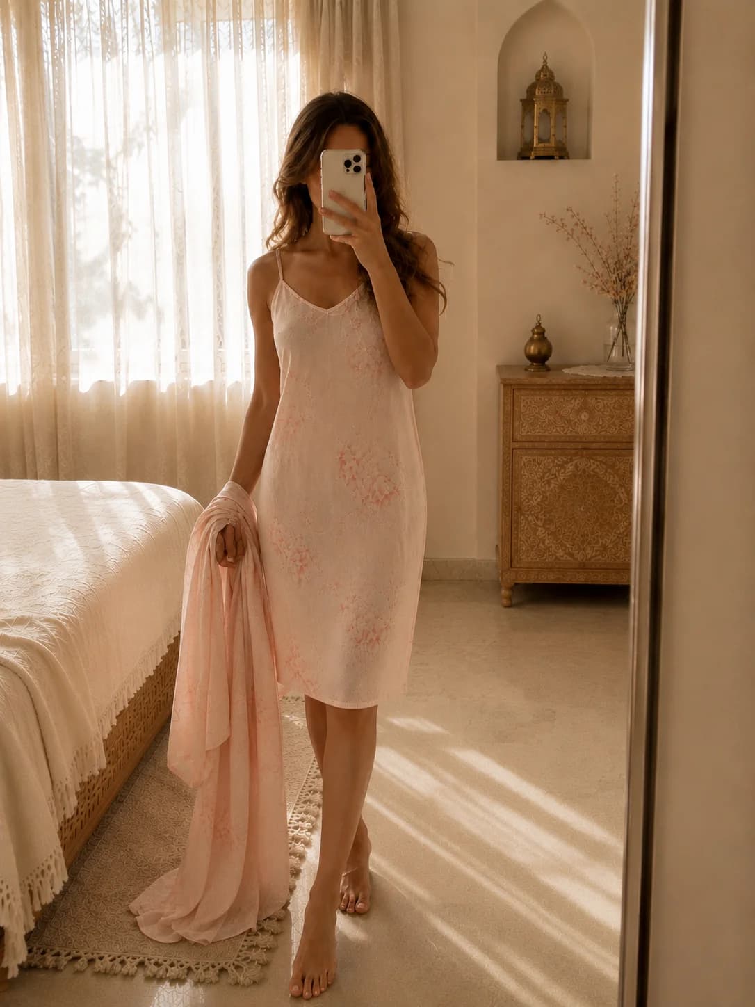 Rosy Set طقم نوم فاخر من قطعتين 100% Armani Silk